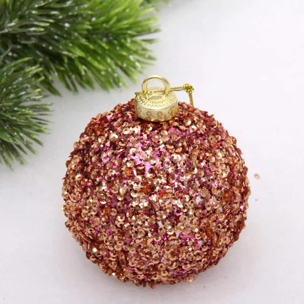 Новогодний шар «Блеск ночи» 8 см, Розовое золото