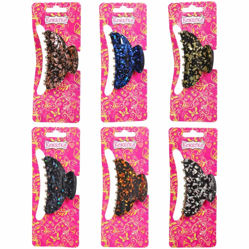 Заколка-краб для волос « ЭЙФОРИЯ», эва, микс 6 цветов, 7см (блистер Кокетка)