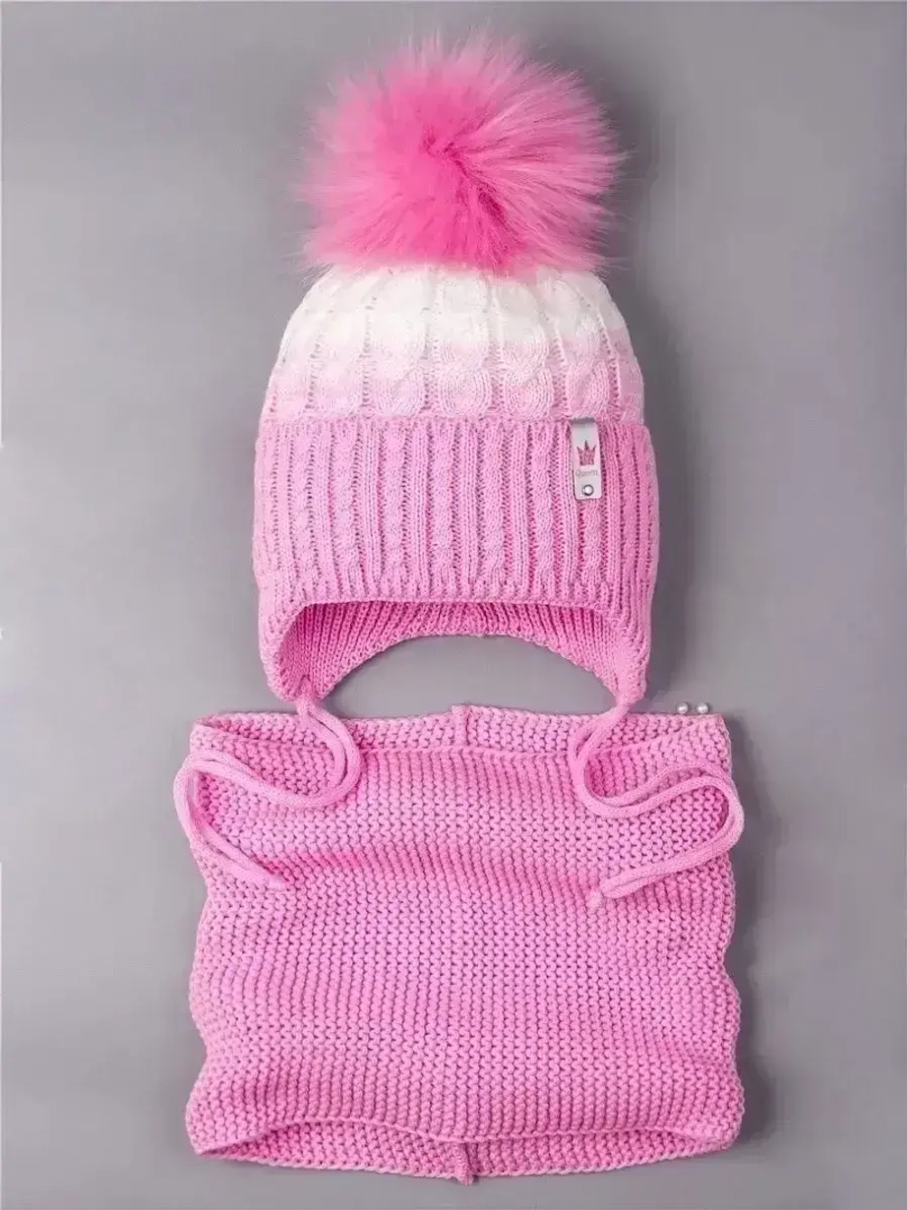 Шапка со снудом зимняя для девочки