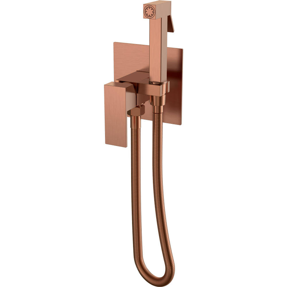 Гигиенический душ Boheme Qubic 477-CB со смесителем, С ВНУТРЕННЕЙ ЧАСТЬЮ, Copper Brushed
