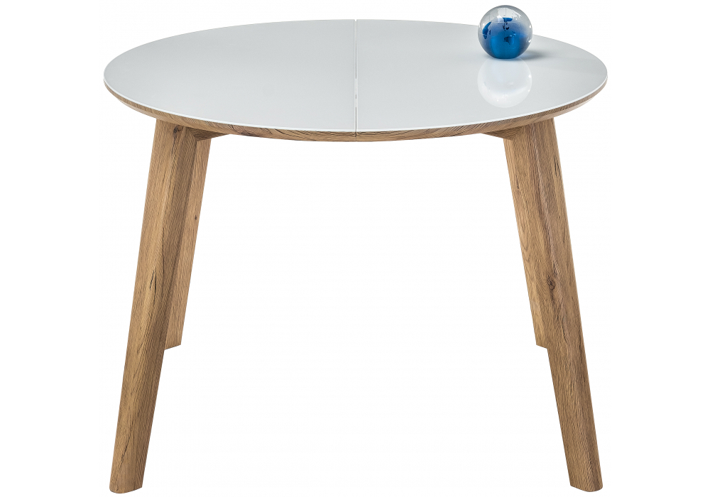 Стол стеклянный Woodville Семвэлл белый, дуб монтана
