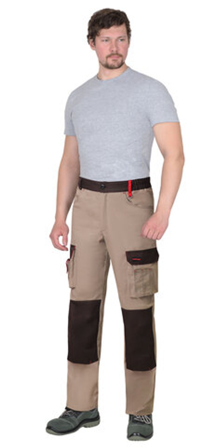 Брюки "ДЖЕТ Браун" песочные с т.коричневым