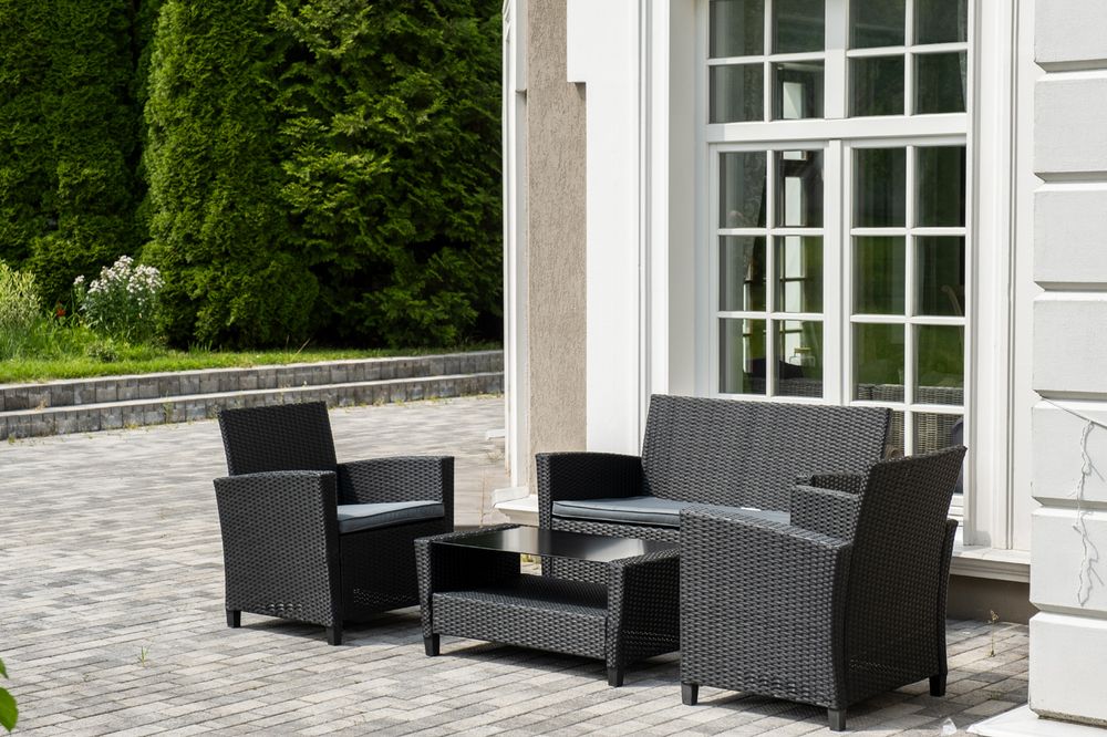 "Вашингтон" лаунж-зона из искусственного ротанга на 4 персоны, цвет черный