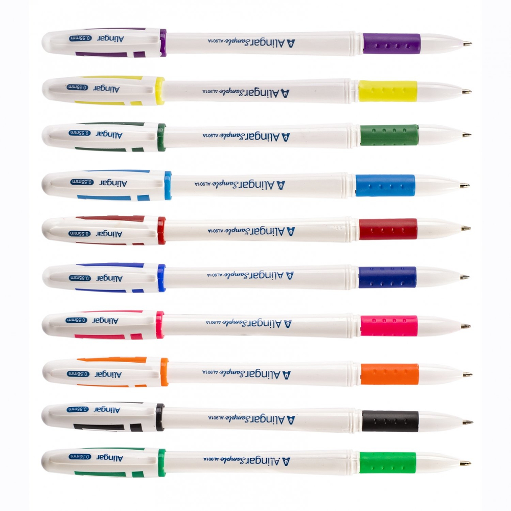 Набор гелевых ручек Alingar, 10 цветов, 0,55мм, резиновый грип, белый, круглый пластиковый корпус, ПВХ чехол, европодвес