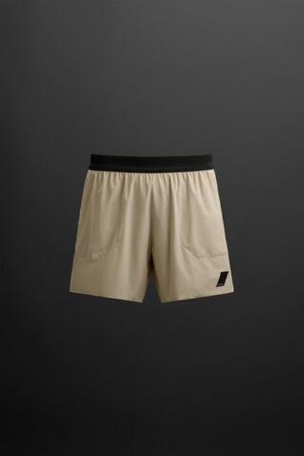 ZARA СПОРТИВНЫЕ ШОРТЫ В СТИЛЕ КОЛОР-БЛОК, ЖЕЛТОВАТО-БЕЛЫЙ