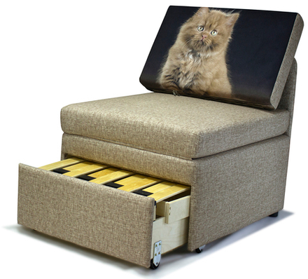 Кресло-кровать "Миник" Rich Beige (бежевый), купон "Котенок сидит"