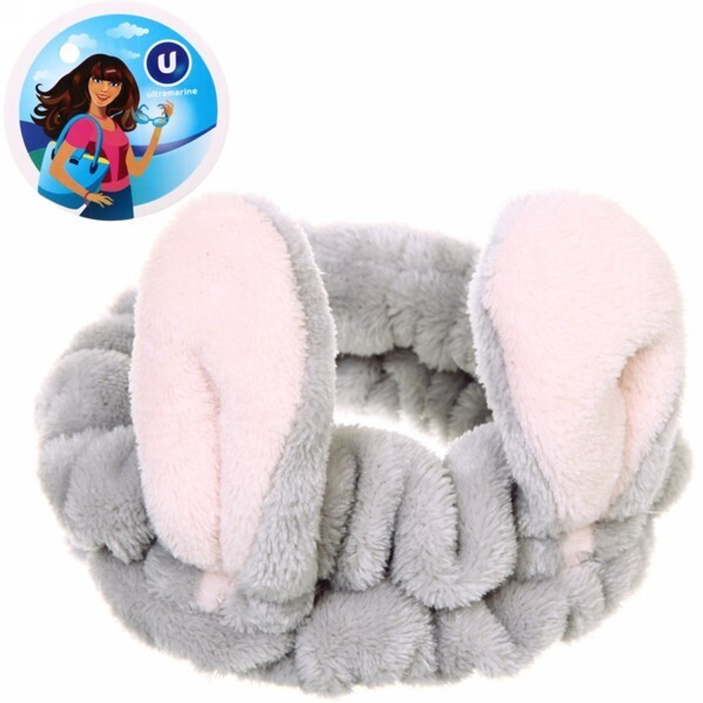 Повязка на голову «Кокетка - Зайчик», цвет серый, 20*6см (упаковка белый ZIP пакет)