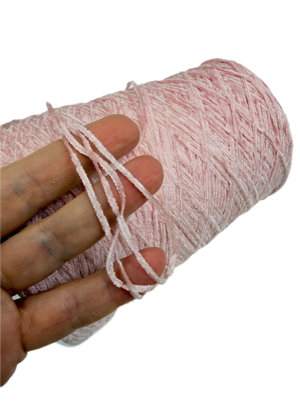 Пряжа на бобине 165г -100% натуральный шелк велюр ленточный (Италия) 100г-610 м светло-розовый