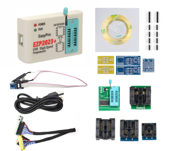 Универсальный USB программатор EZP2023 для EEPROM и SPI FLASH 24, 25 и 93 серий с 12 адаптерами