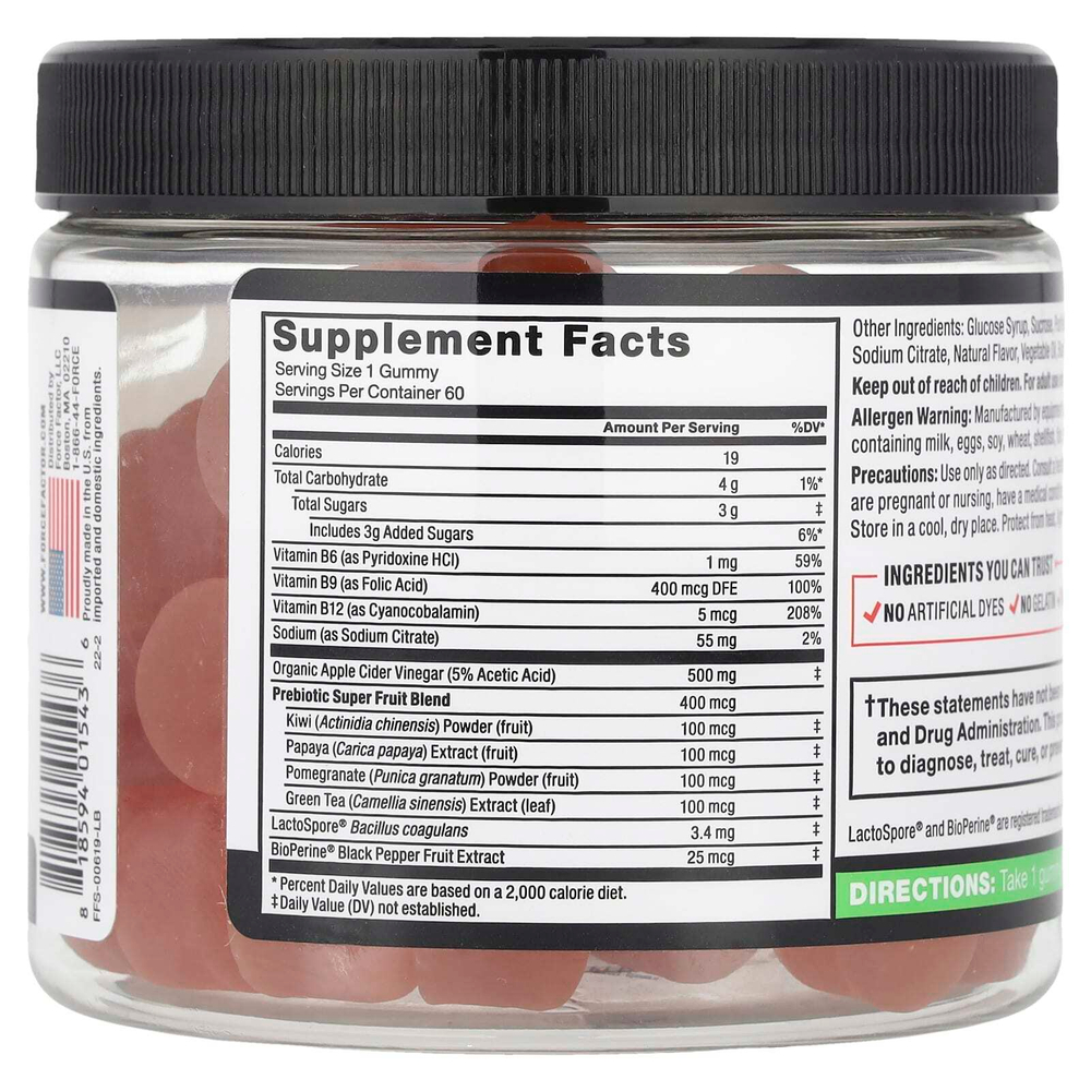 Force Factor, ProbioSlim®, жевательные мармеладки с яблочным уксусом, 60 жевательных таблеток