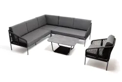 "Канны" модульная угловая лаунж-зона из роупа (веревки), цвет темно-серый