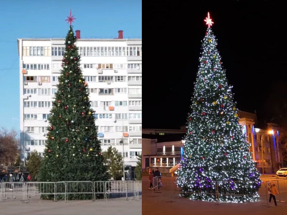 елка уличная светодинамическая, с встроенной гирляндой, каркасная конусная