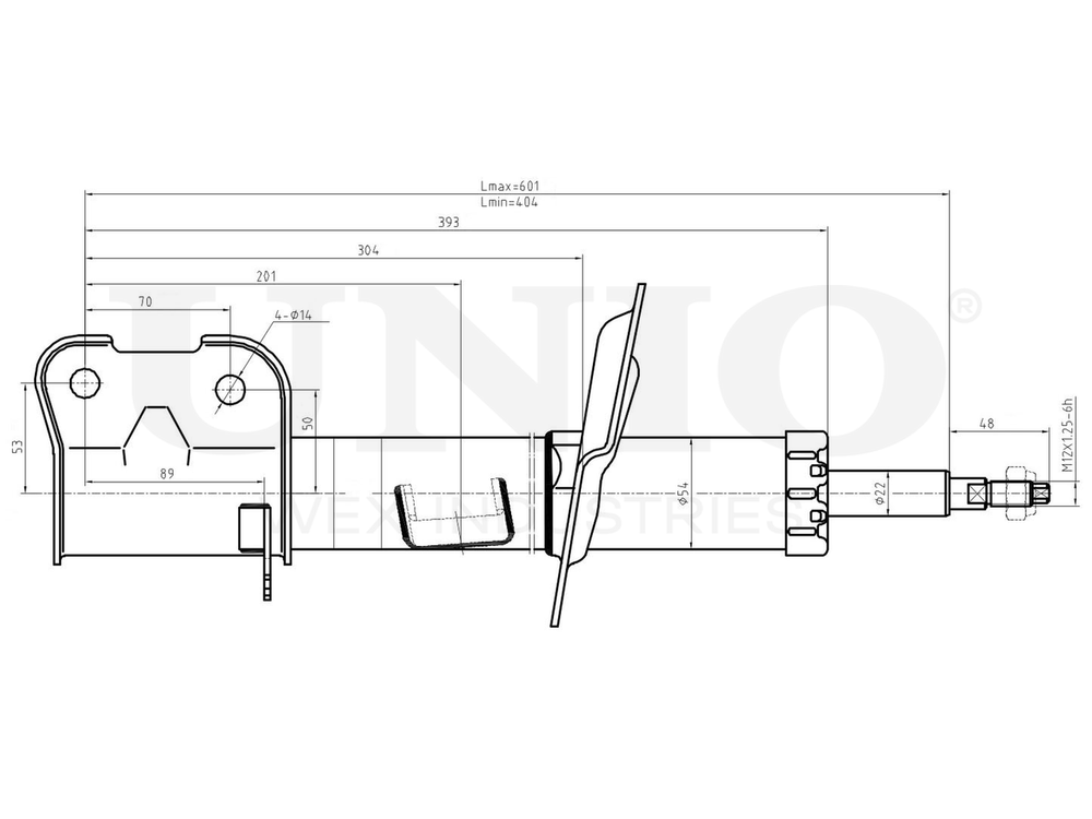 Амортизатор газовый передней подвески правый UNIO SAB-10256