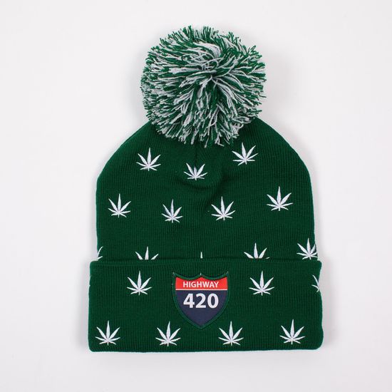 Шапка TRUESPIN Weedy Pom Beanie Green/White