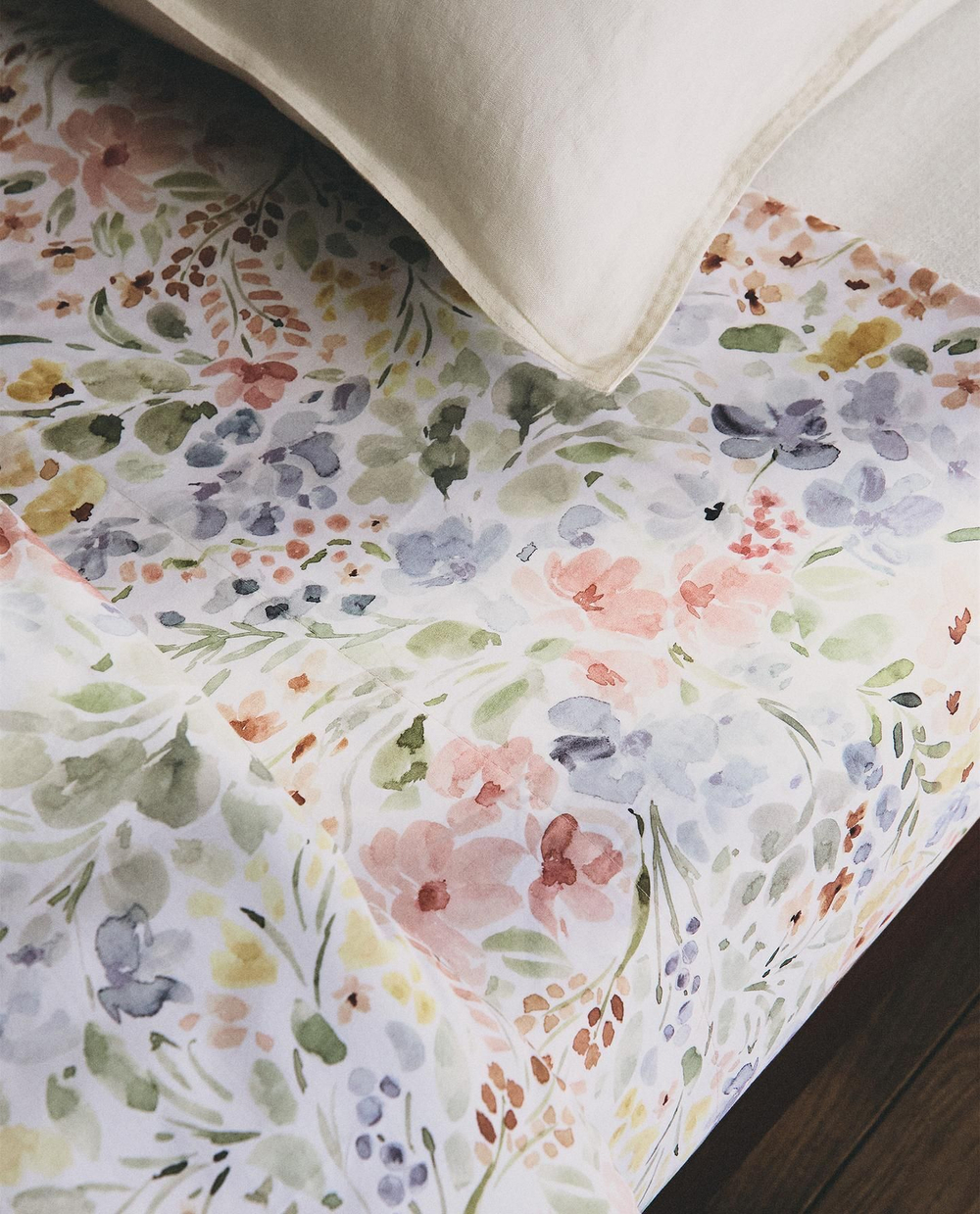Zara Home - Простыня с изображением цветов, белый, 290x280 см