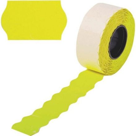 Этикет-лента 22*12мм, 800 шт, волна, желтая, deVente