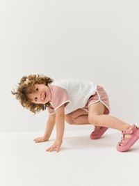 Комплект футболка и шорты "Пудра" из рифленой ткани 0+