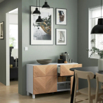 Комбинация для хранения - IKEA BESTÅ/BESTA, 120х42х74 см, дубовый шпон/белый, БЕСТО ИКЕА