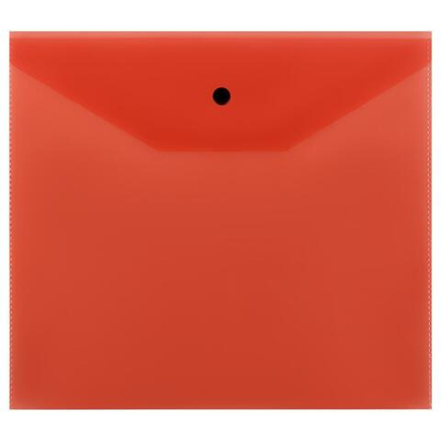 Папка-конверт на кнопке А5+ пластик, прозрачная, красная (Стамм)