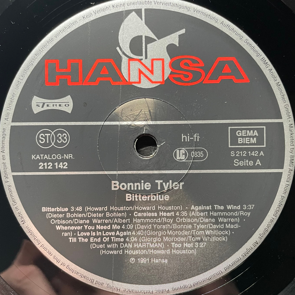 Bonnie Tyler ‎– Bitterblue (Европа 1991г.)