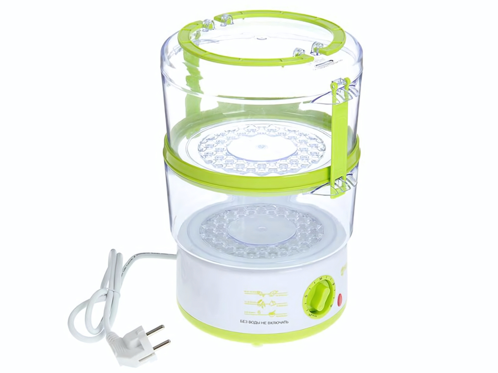 Пароварка 5л 2-х ярусная 500Вт бело-зеленая