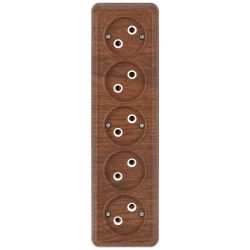 Розетка Intro Quadro 2-209-10 без заземления пятиместная 5х2P 16А-250В IP20 ОУ венге