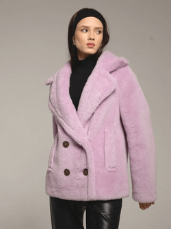 Шуба искусственная женская короткая, лаванда, Severina