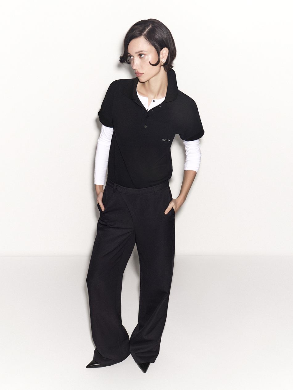 Черное поло Т-кроя