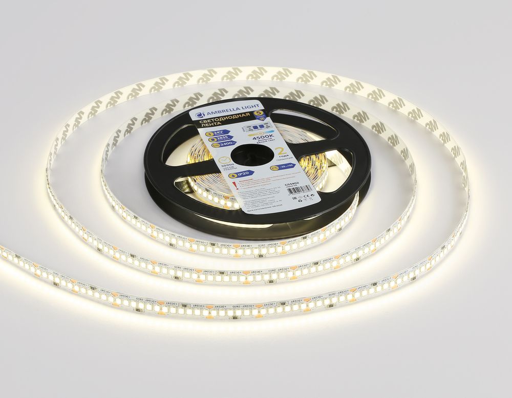 Ambrella Светодиодная лента Ambrella Light GS3402 2835 240Led /20W m/ 24V IP20 4500K 5m LED Strip 24V GS3402