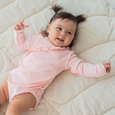 Long-sleeved bodysuit with ruffles 3-18 months - Light Pink