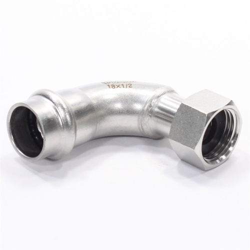 Отвод 90° 18-1/2", WAAG Heavy Inox, пресс-резьба, вн., сталь нержавеющая