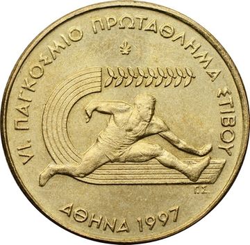 100 драхм 1997 Греция «VI Чемпионат мира по лёгкой атлетике»