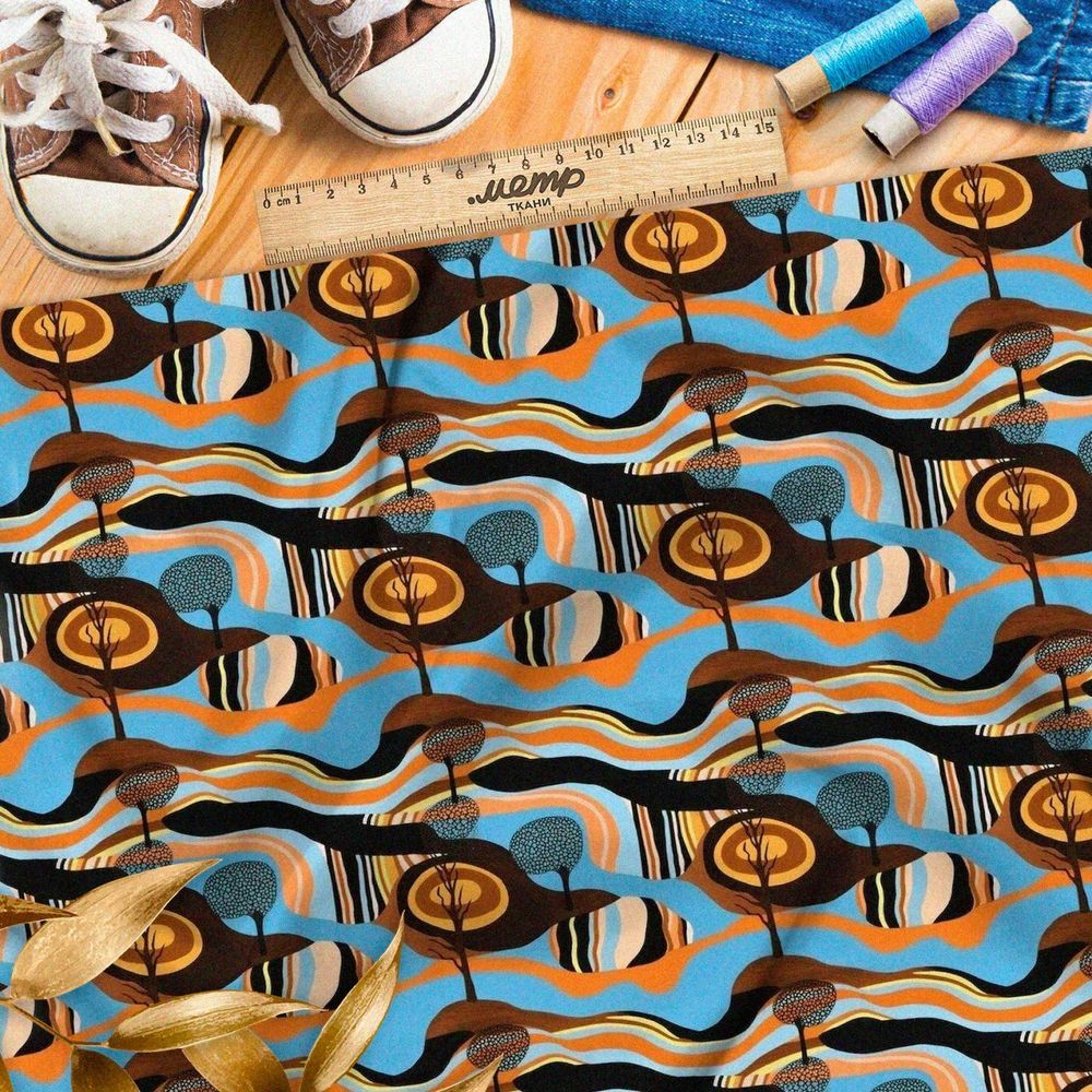 Ткань премиум шелк искусственный Армани фееричные водовороты