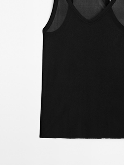 Massimo Dutti Топ на бретелях из 100% натурального шелка - Limited Edition, черный