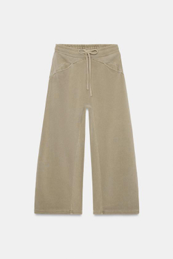 ZARA БРЮКИ ИЗ МЯГКОЙ ТКАНИ С ЭФФЕКТОМ ПОТЕРТОСТИ, ТЕМНО-БЕЖЕВЫЙ