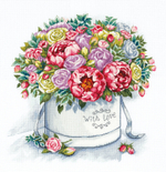 Набор для вышивания "PANNA""Золотая серия" C-7058 "Пионы в шляпной коробке" 33 х 32 см