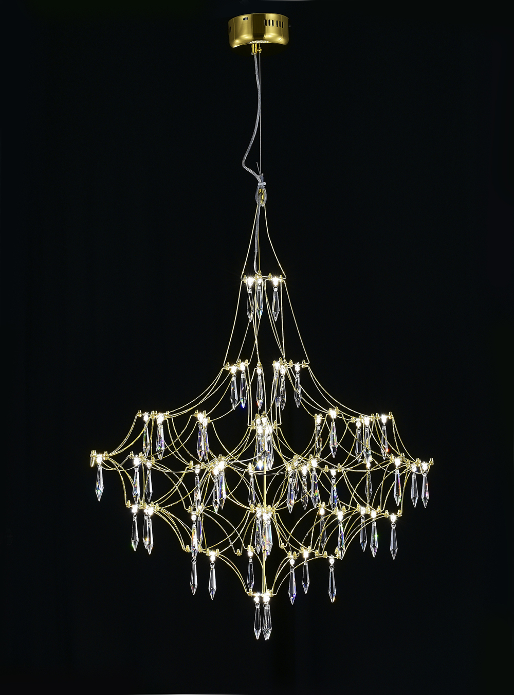 Подвесная люстра светодиодная с пультом и хрустальными подвесками Asfour MyFar Allegria MR2642-66P-76AP