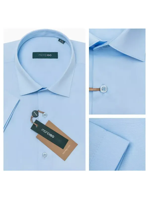 Рубашка приталенная SLIM FIT с коротким рукавом, голубая