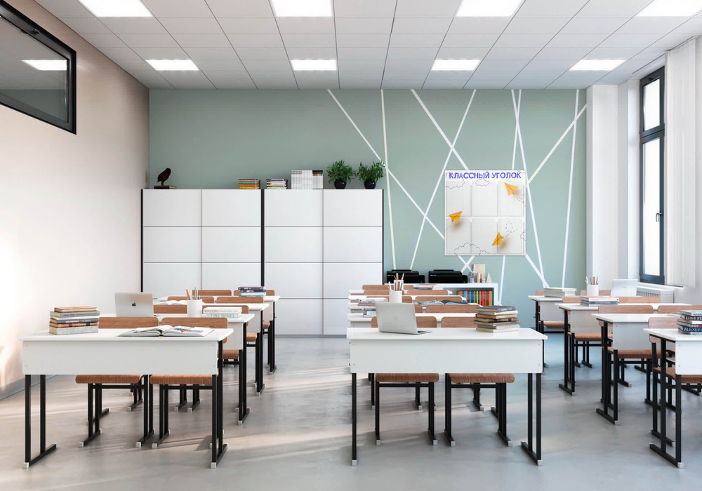 Классный уголок, информационный стенд для школы, 6 карманов, цвет Пушкин, Айдентика Технолоджи