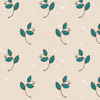 Зеленые веточки на бежевом фоне