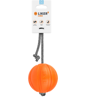 Лайкер Корд (Liker) Игрушка для собакм мячик на шнуре, d 9см, оранжевый