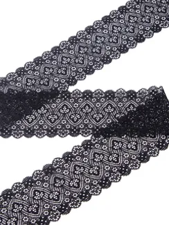 02-41 Кружево узкое эластичное 6 см, черный 170