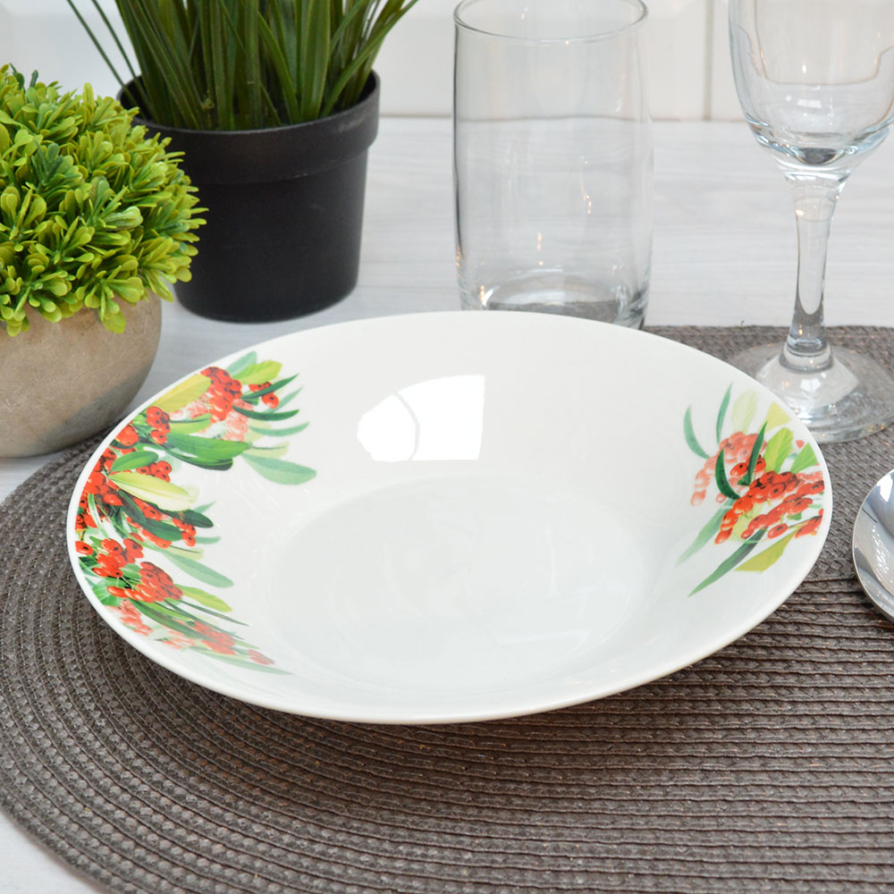 Тарелка суповая 20см Рябина, фарфор, Jewel