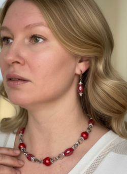 Комплект колье и серьги муранское стекло