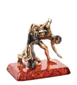 AM-3291 Фигурка «Борцы» (латунь, янтарь)