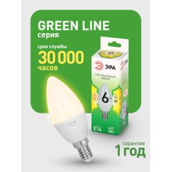 Лампа светодиодная ЭРА GREEN LINE LED B35-6W-830-E14 GL 6Вт свеча теплый свет E14