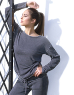 Кофта удлиненного кроя со спущенным плечом (Размер: XL) (Цвет: серый)