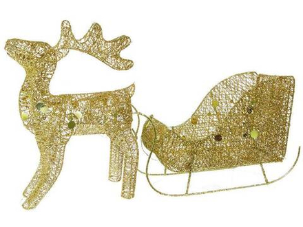 Набор фигур светодиодных Олень с санками 2шт 40см+35см, теплый белый свет, металл, SYTYB-1723134