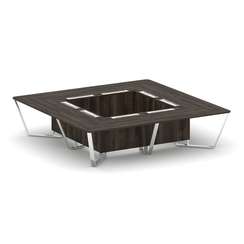 Steel Meet Стол переговорный квадратный MD-PR.B.SP-16K Дуб Мали/Нержавеющая Сталь/Хром 3200*3200*750