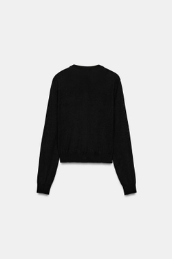 ZARA КОМБИНИРОВАННЫЙ КАРДИГАН, ЧЕРНЫЙ/БЕЛЫЙ